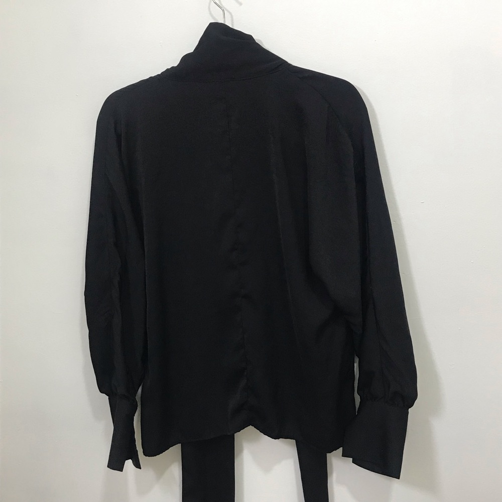 Black Tie-Neck Blouse - Women Tops - Picture 6 of 6